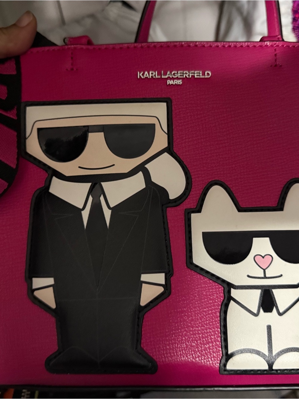 Karl Lagerfeld Hot Pink Tote with Character Appliqués